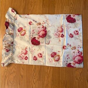 Waverly Garden Room Pillow Sham Cream Pink Red Roses Floral Standard cottagecore